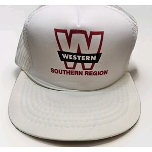 Vintage Trucker Rope Hat Western Trucking Snapback 80s 90s White Mesh‎ Flat Brim